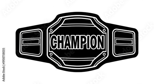 Bold Champion Belt Silhouette Icon
