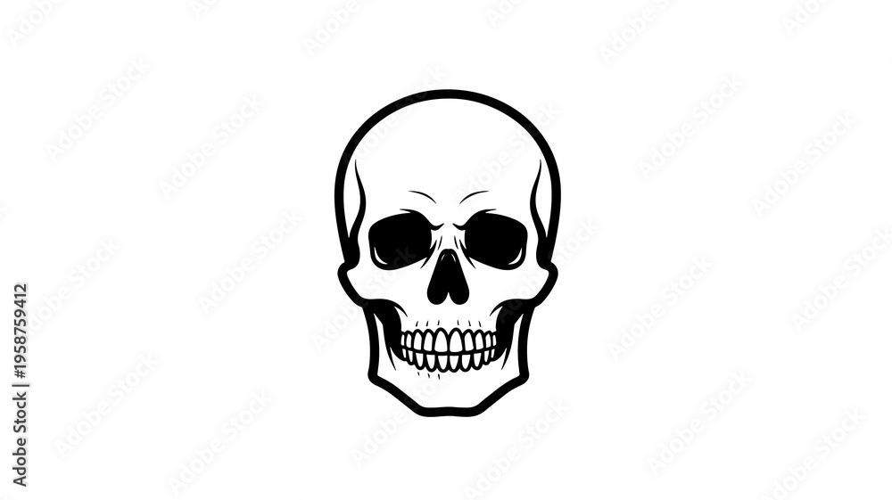 Fototapeta premium black and white skull illustration on clean background