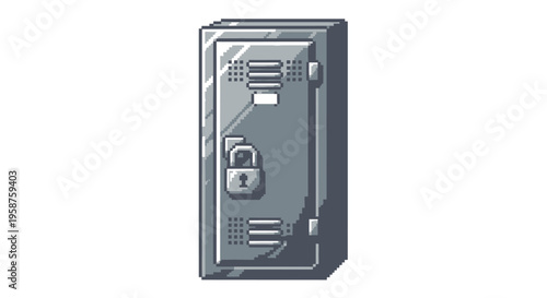 A Single Metal Locker with a Padlock Secured.