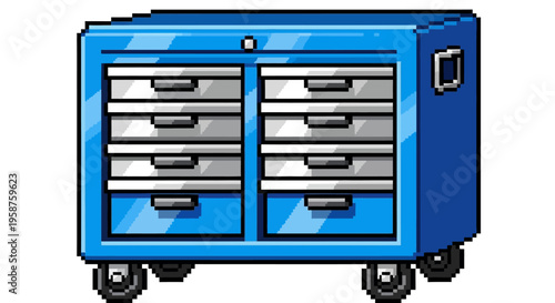 Blue Metal Rolling Tool Chest Cabinet with Drawers.