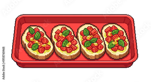Delicious Bruschetta Topped with Fresh Tomatoes and Basil.