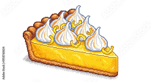 Delicious Slice of Lemon Meringue Pie with Swirls.