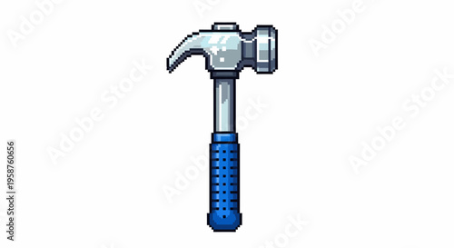 Detailed Illustration of a Blue Hammer Tool.