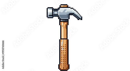 Detailed Illustration of a Classic Claw Hammer Tool.
