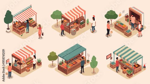 An illustration of a person viewing a store display with a shopping bag in hand, conveying a sense of interest and potential purchase.