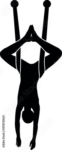 Yoga handstand silhouette for wellness and healthcare exercise