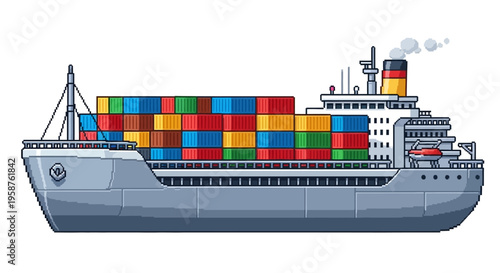 Large Cargo Ship Loaded with Colorful Shipping Containers.