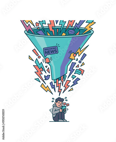 Overwhelmed by constant breaking news and social media notifications on phone