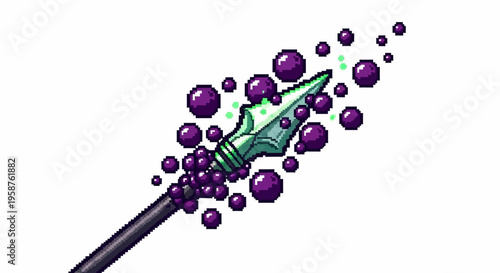 Magical Poisoned Spear with Bubbles and Swirling Energy.