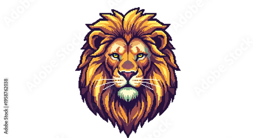 Majestic Lion Head Illustration Fierce Regal Animal.