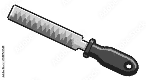 Metal Rasp Tool with Black Handle Isolated White Background.