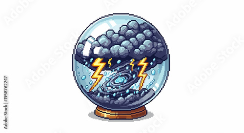 Mystical Crystal Ball Containing a Cosmic Storm.