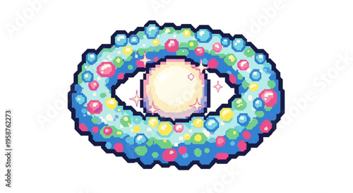 Mystical Eye Symbol with Colorful Orbs and Inner Light.