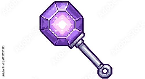 Mystical Purple Gemstone Scepter with Glowing Core.