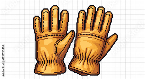 Pair of sturdy leather work gloves for protection.