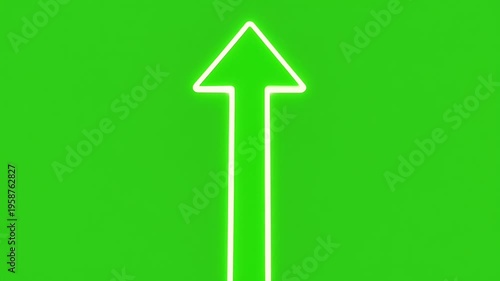 4k bright white arrow points upwards against a vibrant green background