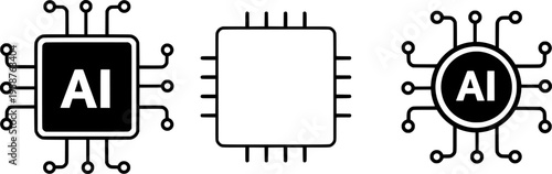 AI Chip Processor Icons Set