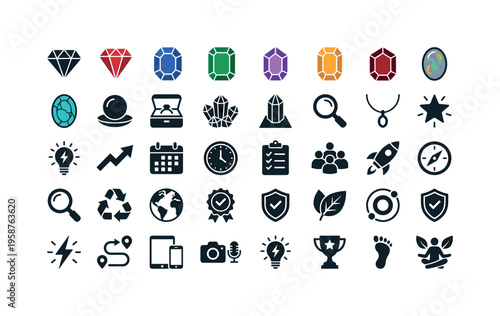 Collection of diverse icons representing business, finance, and lifestyle concepts