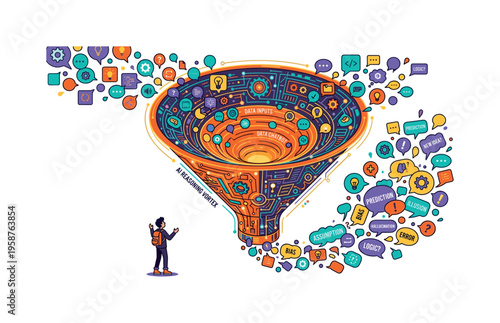 AI Reasoning Vortex: Processing Data Inputs into Chatbot Outputs and Ideas