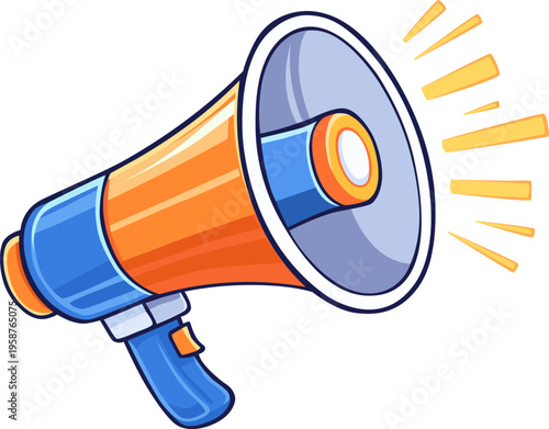 Megaphone Announcement Illustration. Cartoon megaphone for announcements and marketing. Ideal for ads, promotions, and communication.