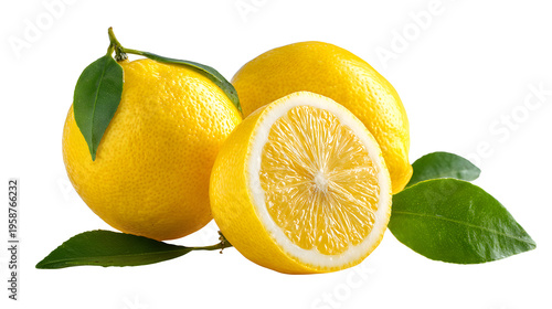 Fresh lemon fruit, citrus food and vitamin concept isolated on white background