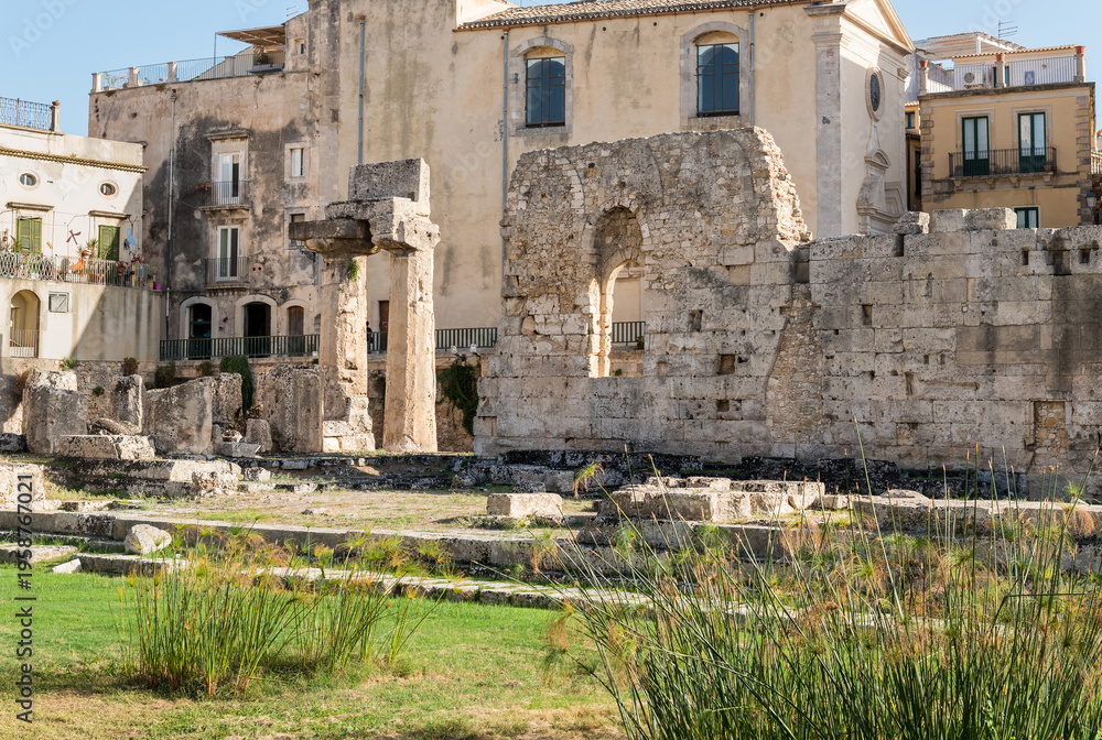 custom made wallpaper toronto digitalThe remains of the Temple of Apollo in Syracuse, located on the island of Ortigia, Sicily, Italy. Ancient Greek archaeological site and historic landmark in southern Italy.