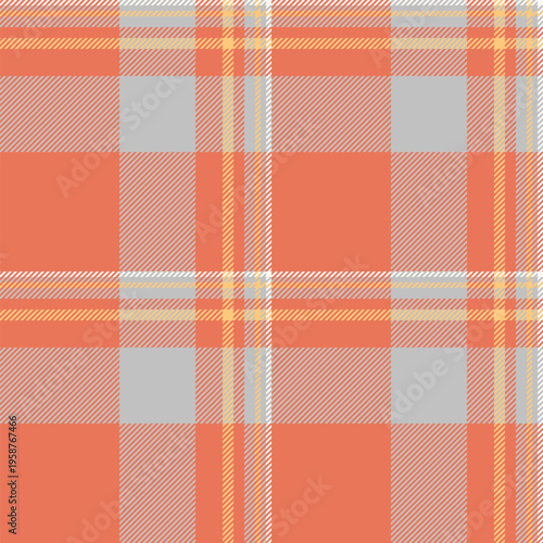 School background texture vector, packing check fabric tartan. Direct plaid seamless textile pattern in red and silver colors.