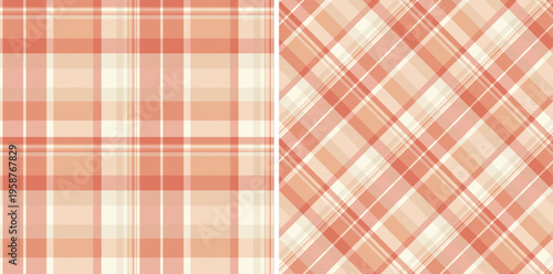 Background textile texture of pattern seamless vector with a plaid check fabric tartan. Set in popular colors. Flattering slim skirts for office.
