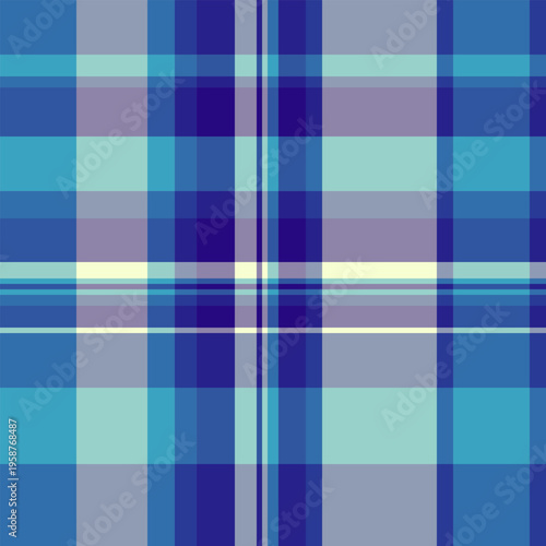Revival check plaid fabric, layer texture seamless tartan. Tee vector textile pattern background in blue and pastel colors.