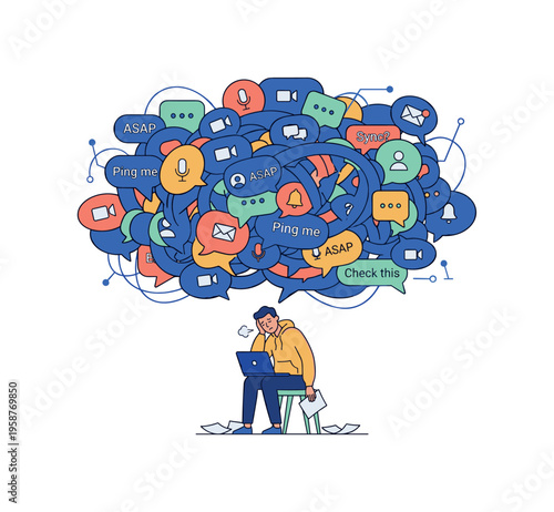 Overwhelmed by digital communication overload and constant notifications