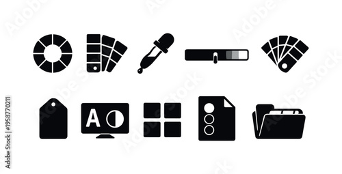 Collection of graphic design and UI icons for digital creation and editing