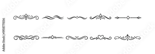 Collection of elegant decorative line dividers and ornaments for design