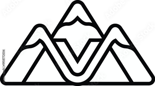 Clean minimalist mountain line logo with smooth curves and modern outline style. Perfect for adventure brands, travel companies, outdoor gear and nature-based businesses.