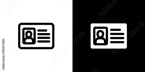 Identity ID Card icon concept with flat Black White Background. Vector illustration.