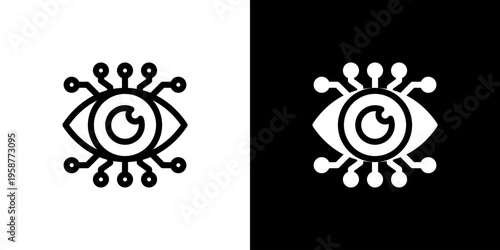 Virtual Reality Vision icon concept with flat Black White Background. Vector illustration.