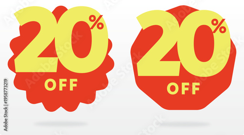 20% market, discount, price, value, ads, shape, sale, store, retail, off, special, offer, sticker, percent, commerce, business. Icon, vector, tag, set, banner