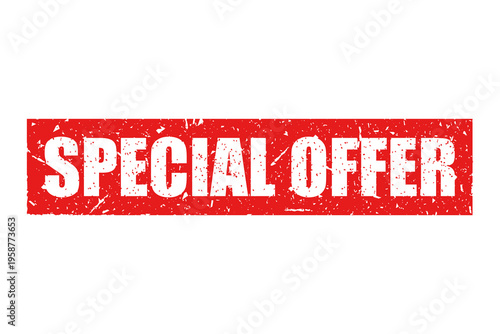 Special offer bright red stamp isolated on white background