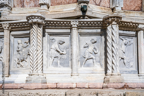 Exterior of the Church of Santi Stefano e Valentino, a small Romanesque church documented since 1163, with a saddle bell tower restored in 1936, on Via dei Priori, Perugia, Umbria, Italy. 