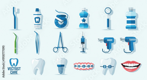 Dental Care and Orthodontic Vector Icon Set