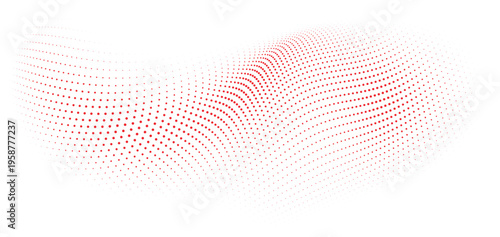 Abstract background with a dynamic wave of red dots