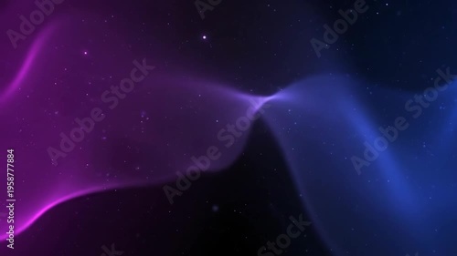 Abstract Colorful Light Waves in Dark Night Sky
