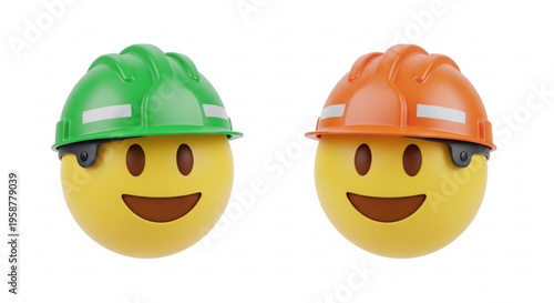 Happy Construction Emojis with Hard Hats
