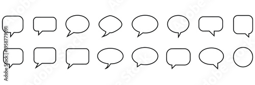Speech Bubble Line Icon Pack Featuring Minimalistic Linear Pictograms for Communication, Dialogue and Messaging in Cards, Apps, Banners, Social Media Posts and UI Design Vector Illustration