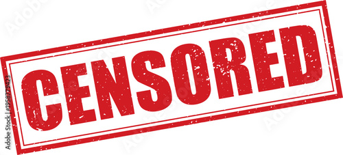 Red Censored Rubber Stamp Sign Mark Word Text Written in Grunge Vector in Grunge Border in Transparent Background, Svg, Png