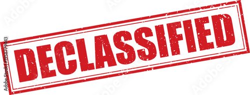 Red Declassified Rubber Stamp Sign Mark Word Text Written in Grunge Vector in Grunge Border in Transparent Background, Svg, Png
