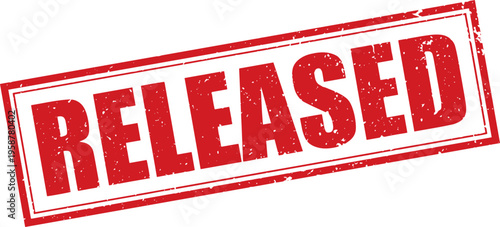 Red Released Rubber Stamp Sign Mark Word Text Written in Grunge Vector in Grunge Border in Transparent Background, Svg, Png