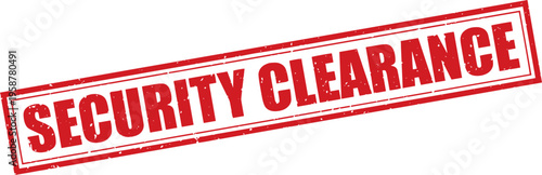 Red Security Clearance Rubber Stamp Sign Mark Word Text Written in Grunge Vector in Grunge Border in Transparent Background, Svg, Png