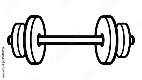 Simple black and white illustration of a standard barbell with weight plates