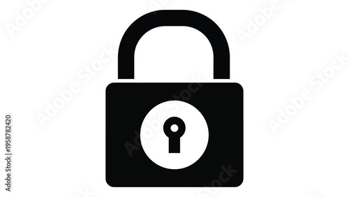 A simple black padlock icon with a white circle highlighting the keyhole
