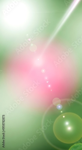 Soft Focus Pink and Green Bokeh Lights Glittering Background with Lens Flare.